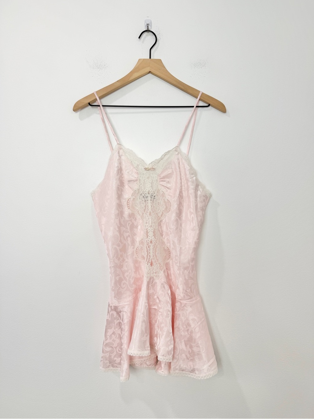 Vintage Christian Dior Blush Pink Lace Nightgown Slip Union Made Size Medium
